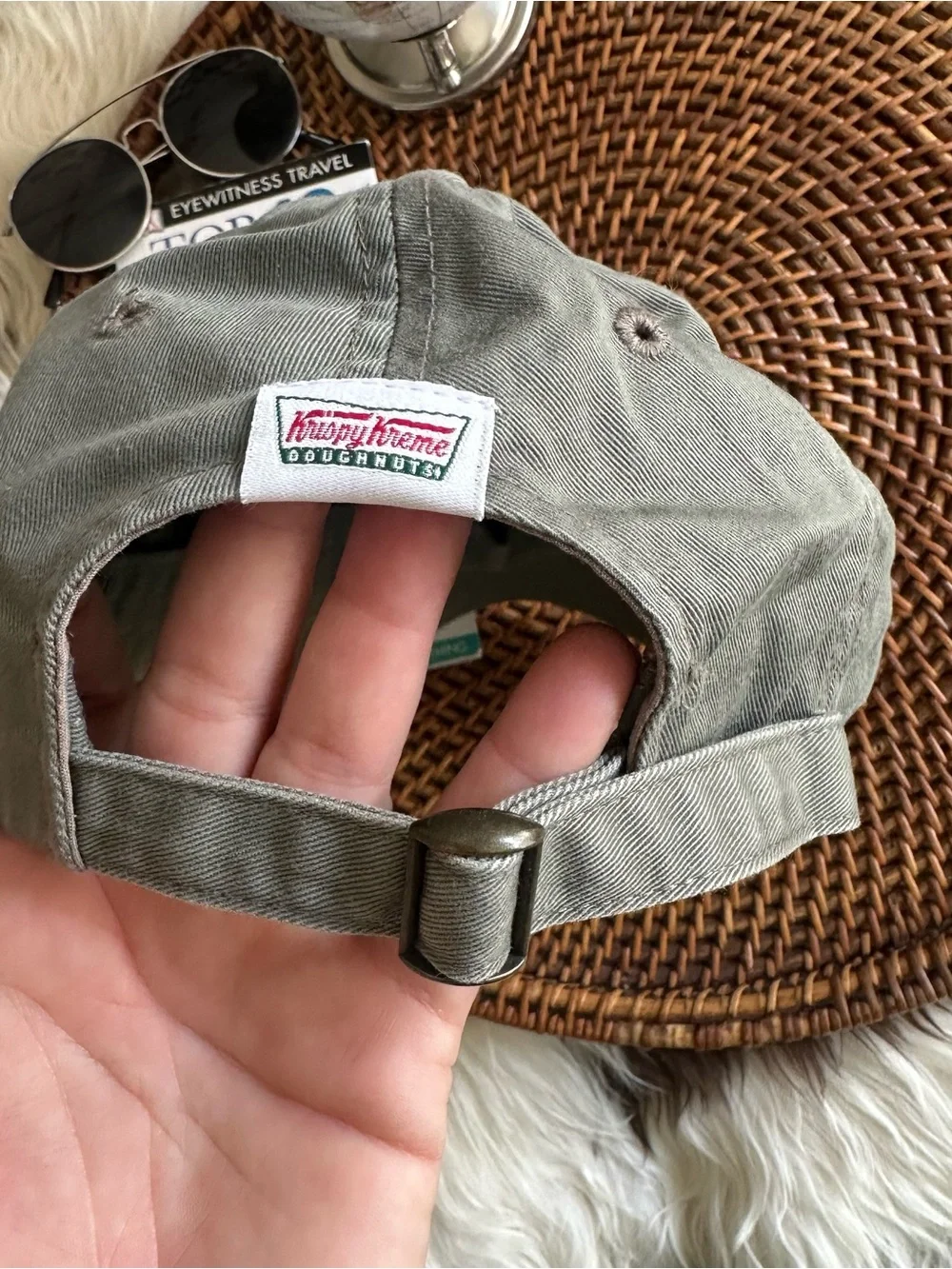 Krispy Kreme Doughnuts Coffee Olive Green Adjustable Baseball Cap
